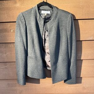 Kasper Women's Gray Collarless Open-Front Blazer size 4P